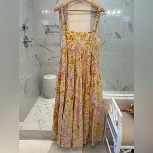 Free People Floral Tiered Maxi Dress with Pink and Mustard Floral Print